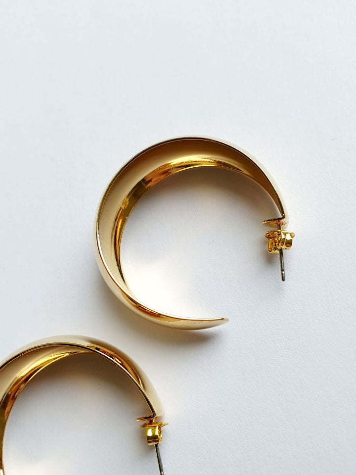 Vintage Gold Plated Wide Hoops