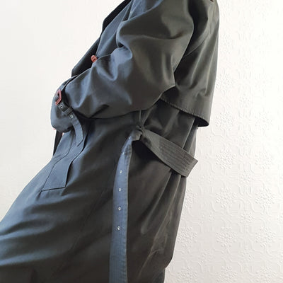 Khaki Trench Coat with Scarf - XL