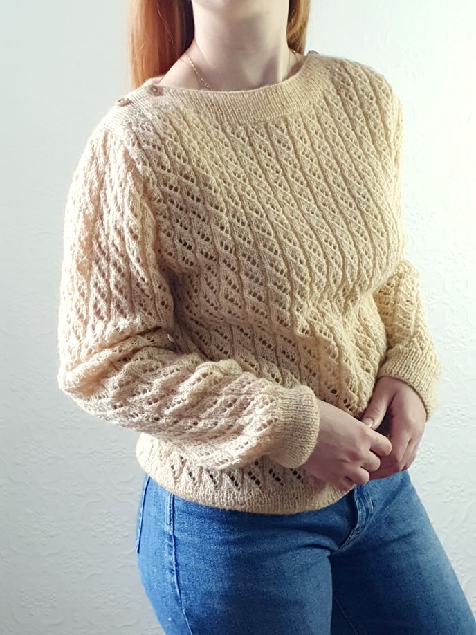 Vintage Boat Neck Wool Jumper - M