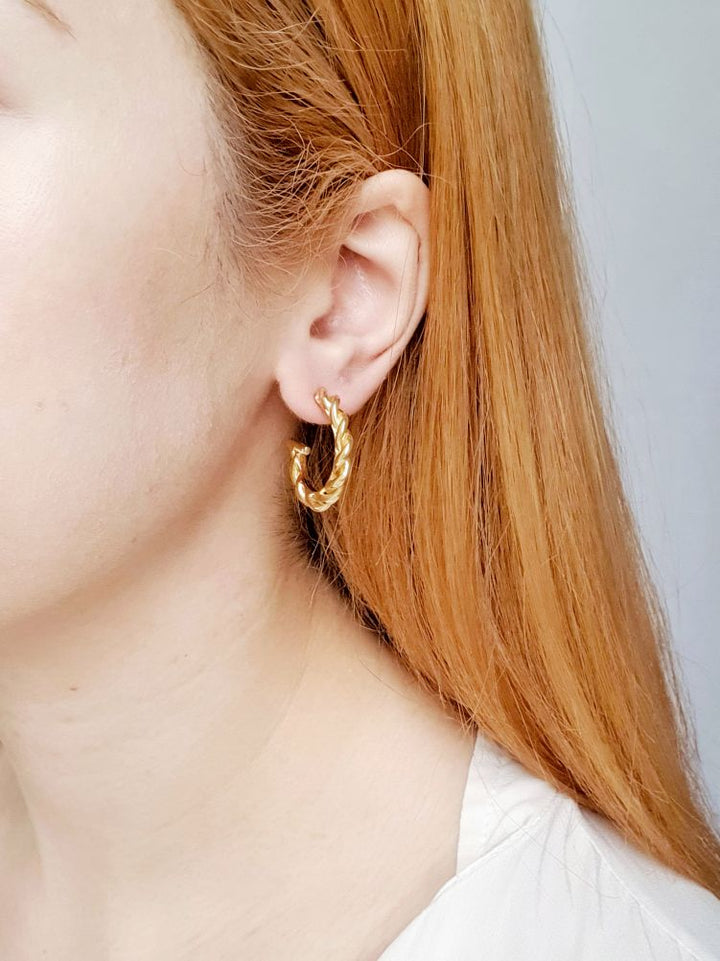 Vintage Gold Plated Twist Hoops