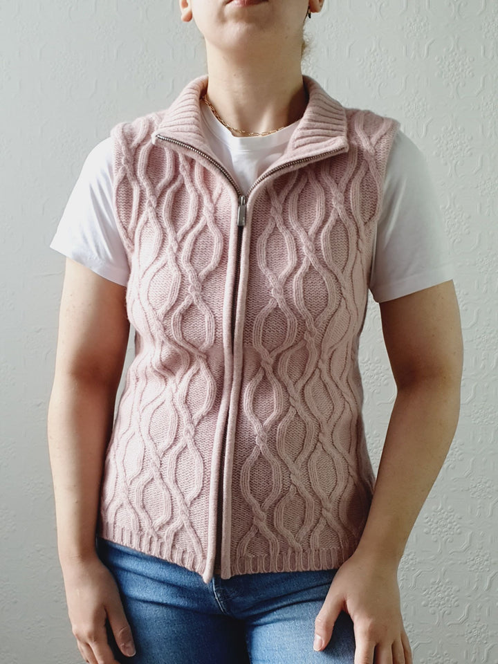 Vintage Soft Pink Lambswool & Cashmere Zip Up Vest - XS/S