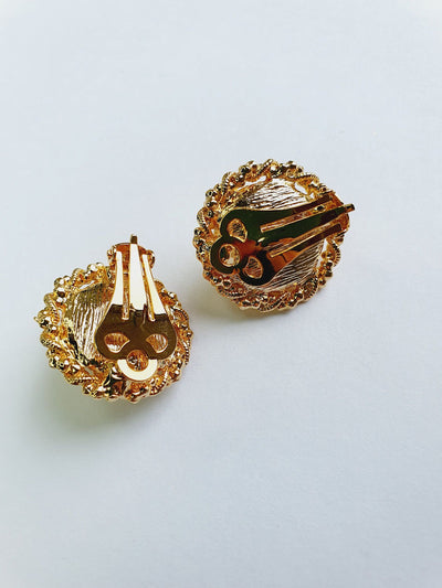Vintage Gold Plated Clip On Pearl Earrings