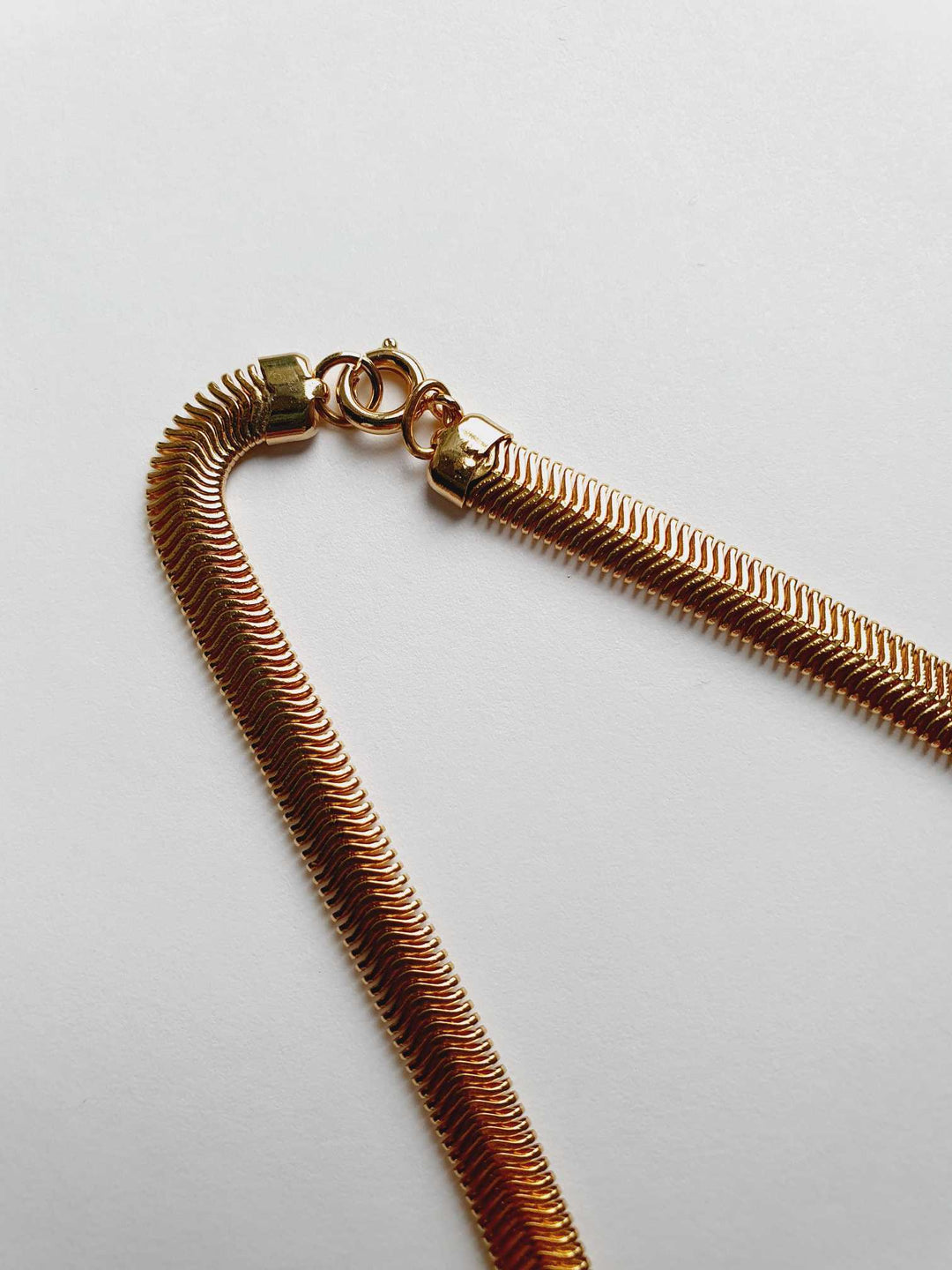 Vintage Gold Plated Herringbone Chain Necklace