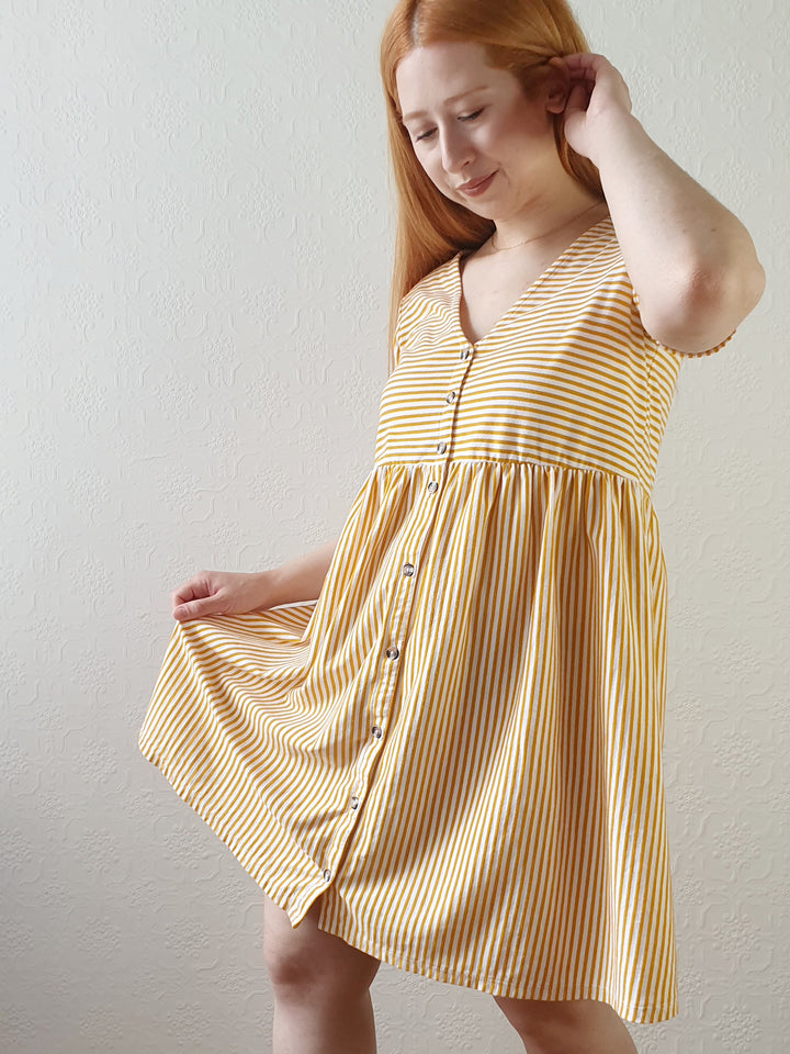 Striped Summer V-Neck Dress - S/M