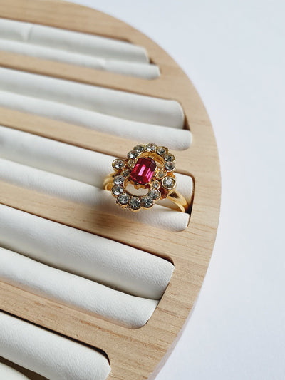 Vintage Gold Plated Victorian Style Crystal Ring