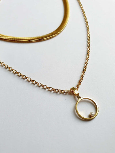 Vintage Gold Plated Herringbone Chain Necklace