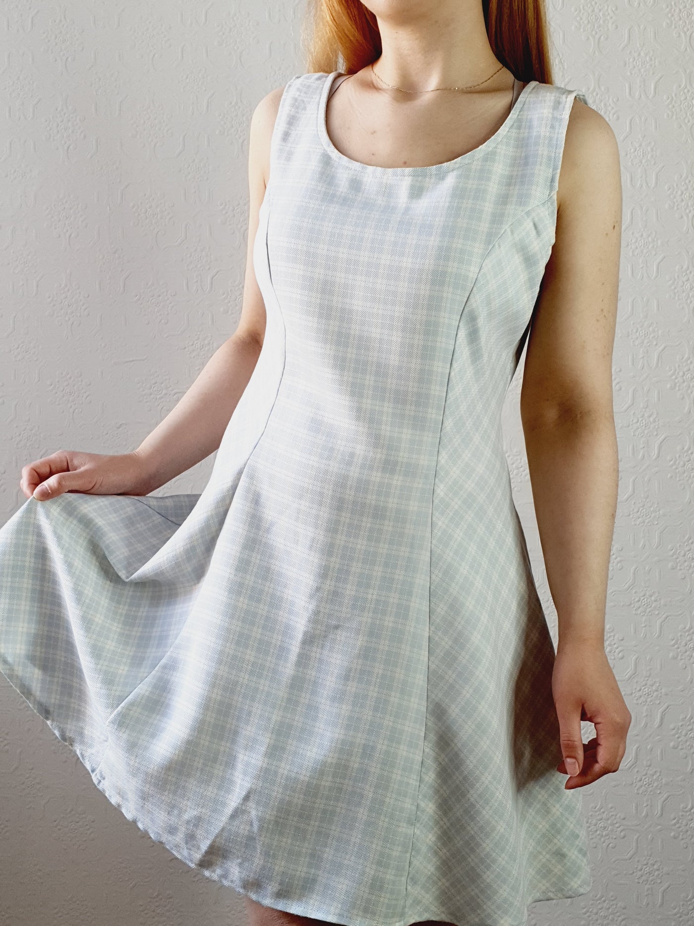 Vintage A-line Gingham Dress • S-M