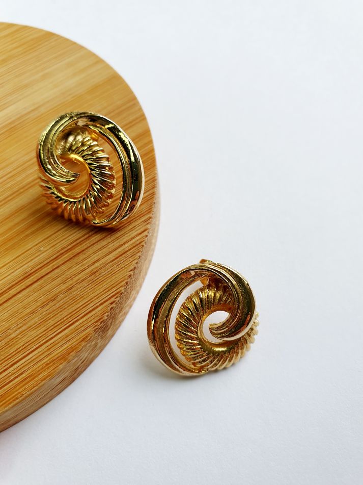 Vintage Gold Plated 1980s Stud Earrings