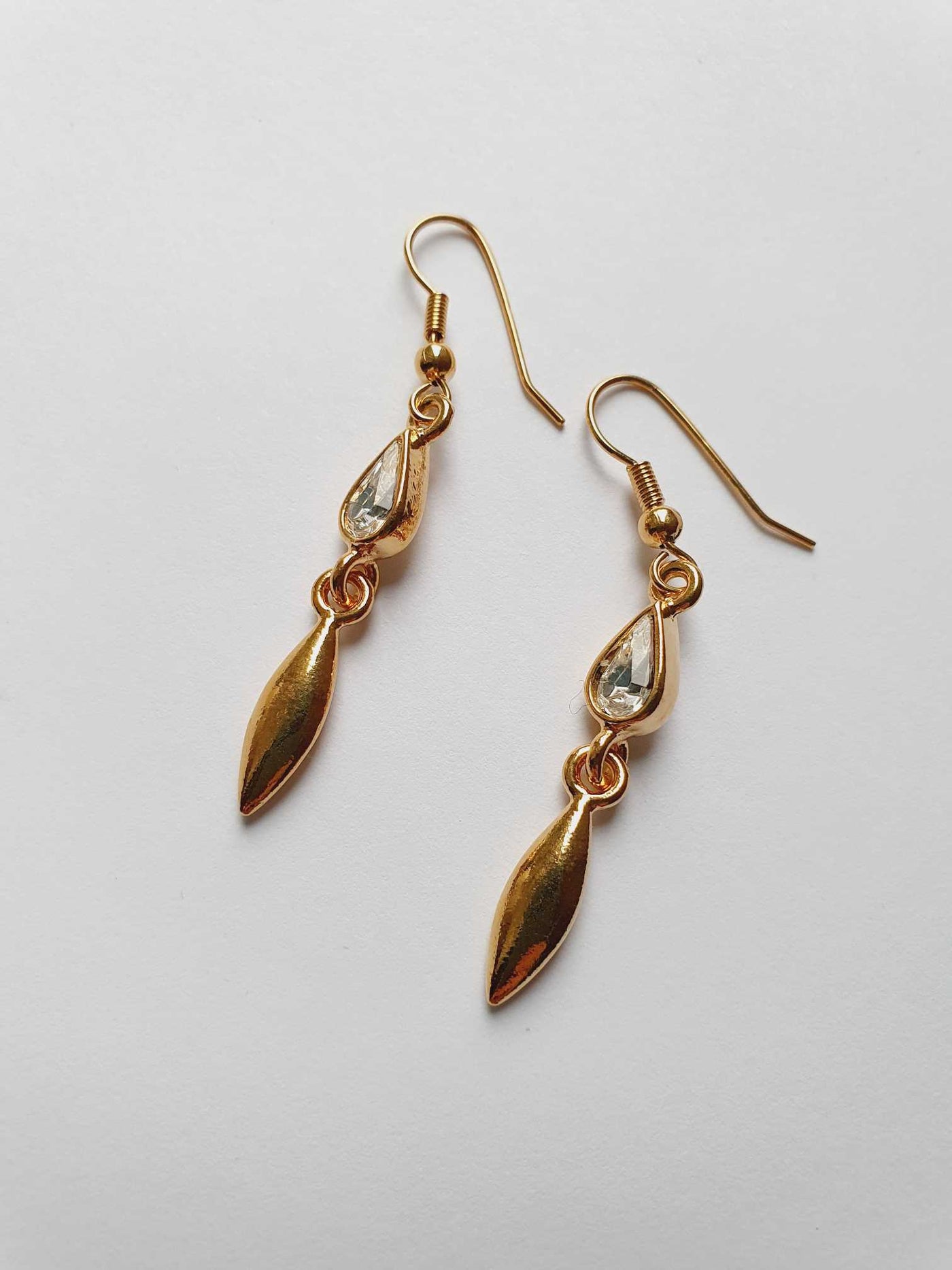 Vintage Gold Plated Drop Crystal Earrings