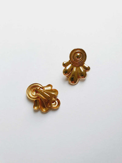 Vintage Gold Plated Clip On Statement Earrings