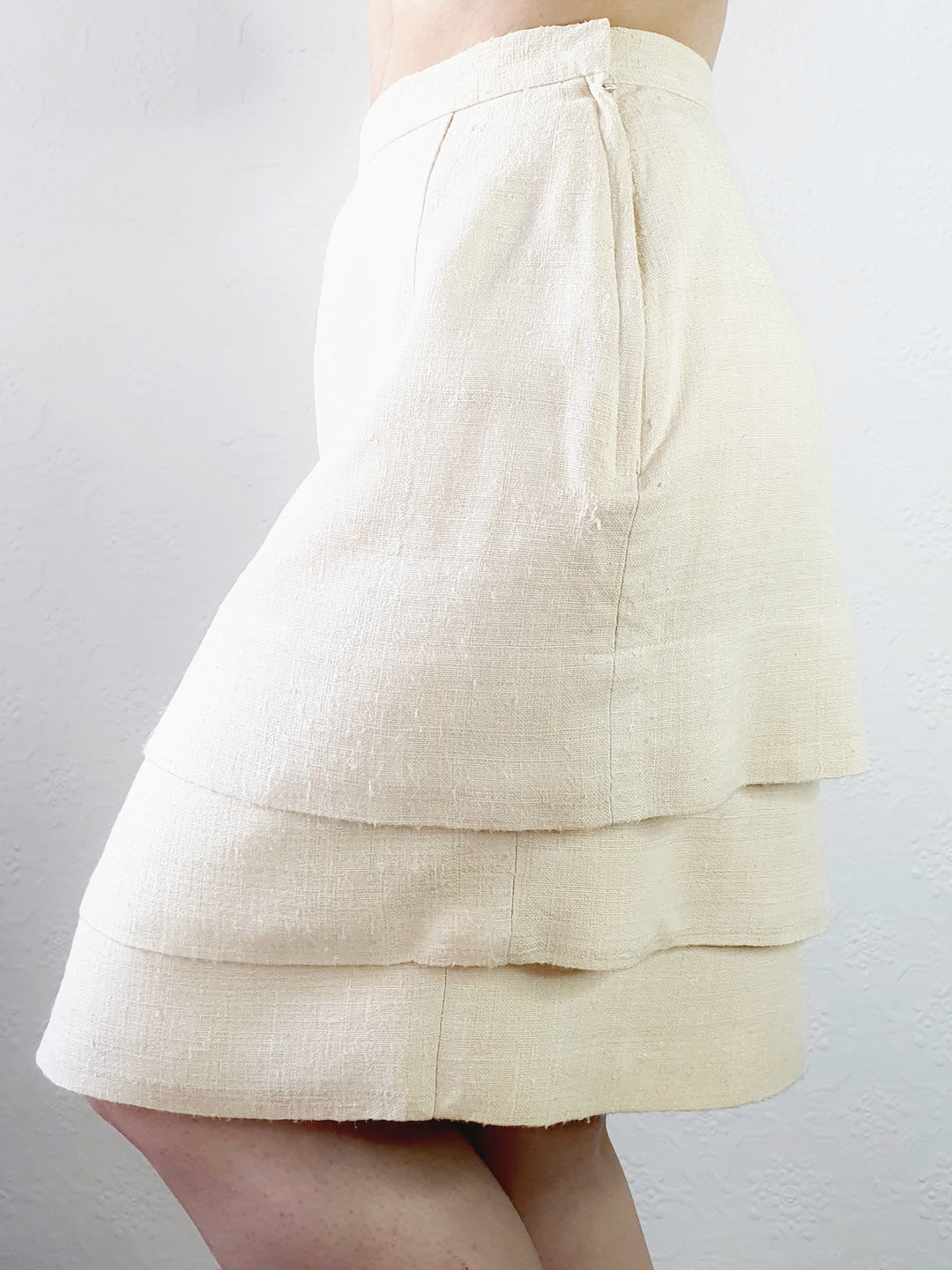 Raw Silk Tiered Skirt - M