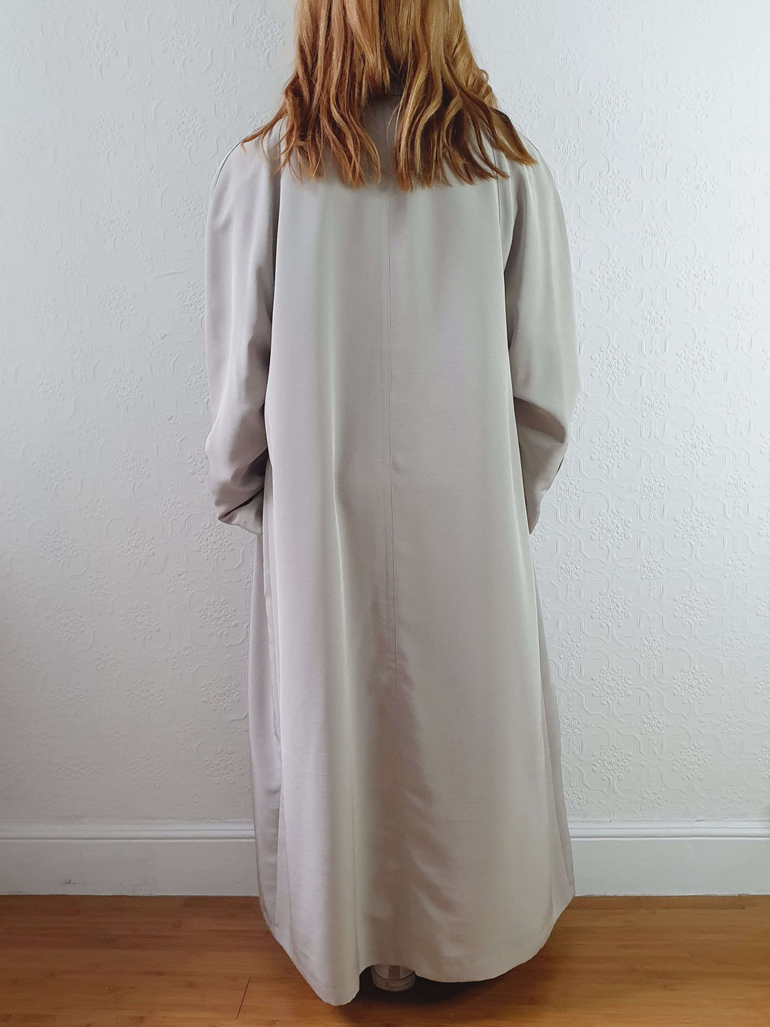 Vintage Grey Single Breasted Long Trench Coat - L