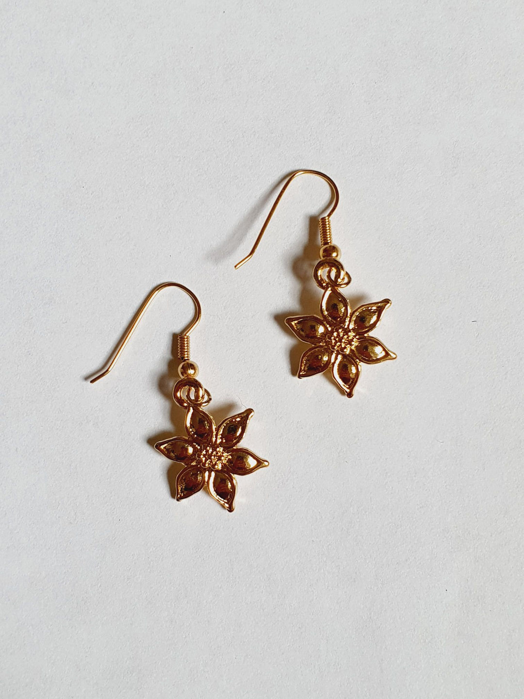 Vintage Gold Plated Drop Flower Earrings