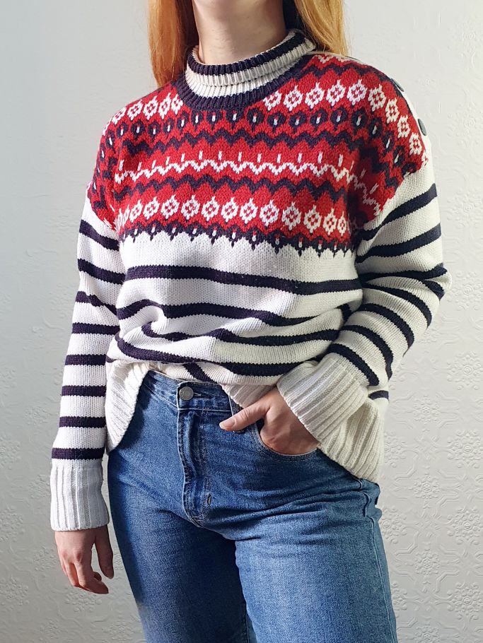 Striped Fairisle Style Jumper - M/L