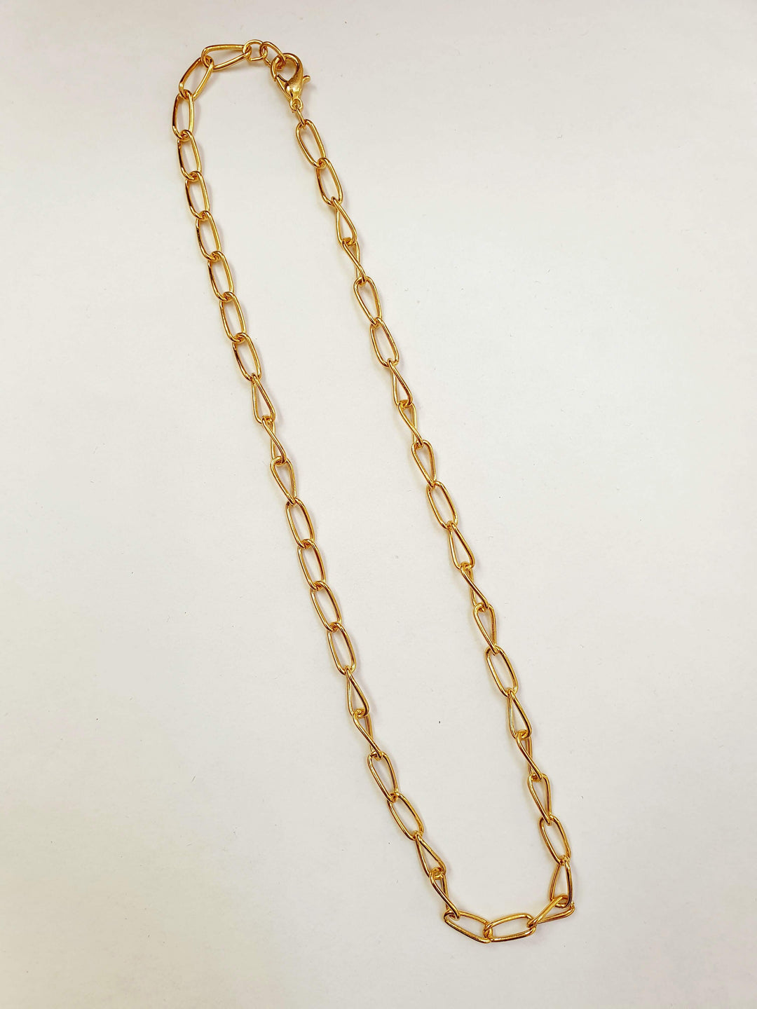 Vintage Gold Plated Long Link Chain Necklace