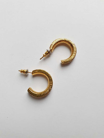 Vintage Gold Plated Crystal Hoop Earrings