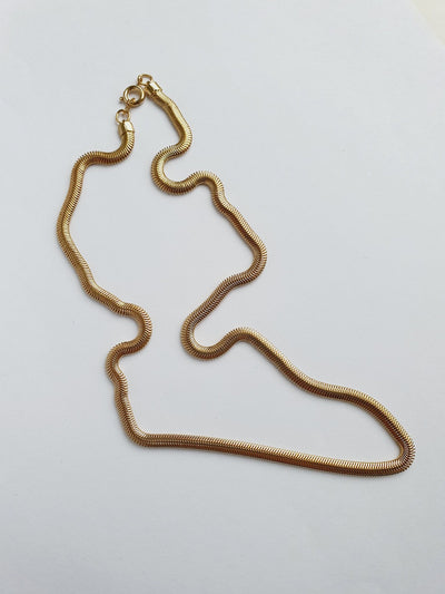Vintage Gold Plated Thin Herringbone Chain Necklace 18"