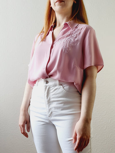 Embroidered Pink Top - L/XL