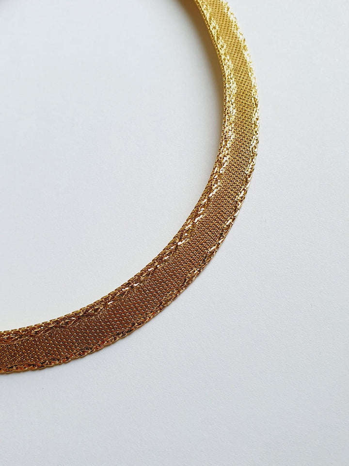 Vintage Gold Plated Flat Mesh Chain Necklace