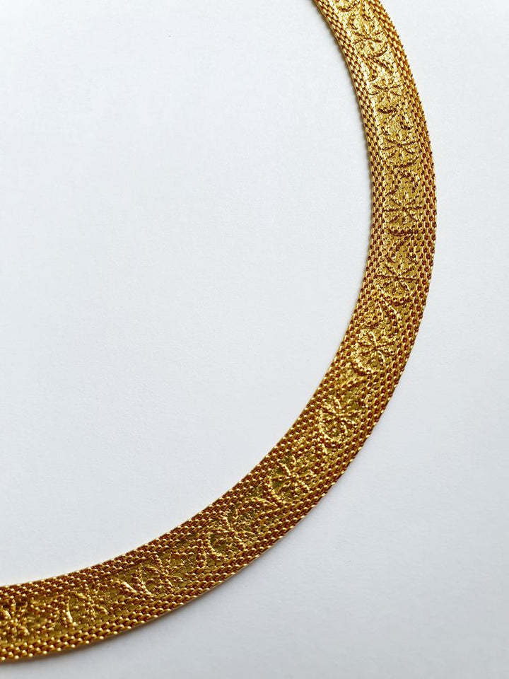 Vintage Gold Plated Flat Mesh Chain Necklace