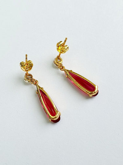 Vintage Gold Plated Crystal Drop Earrings