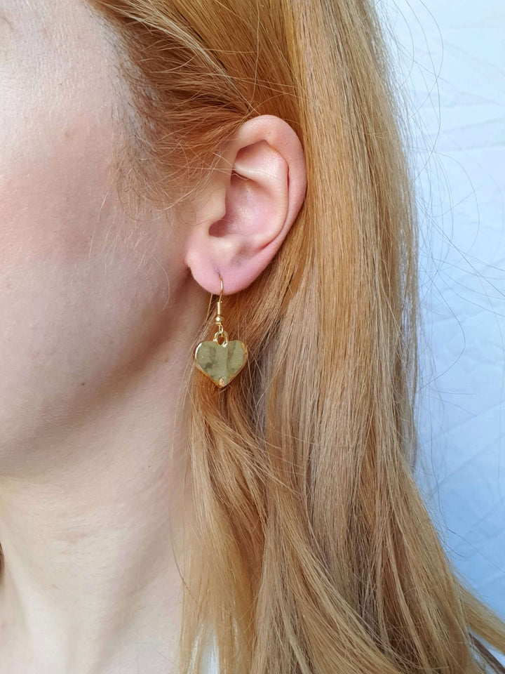 Vintage Gold Plated Drop Heart Earrings