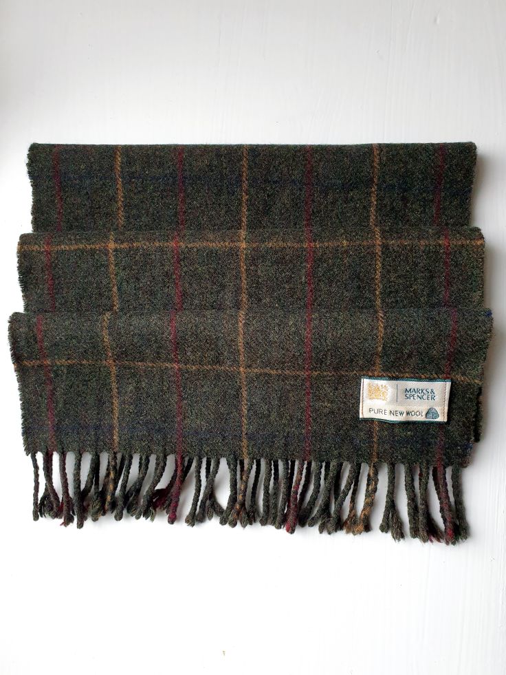 Vintage Tweed Look Wool Scarf