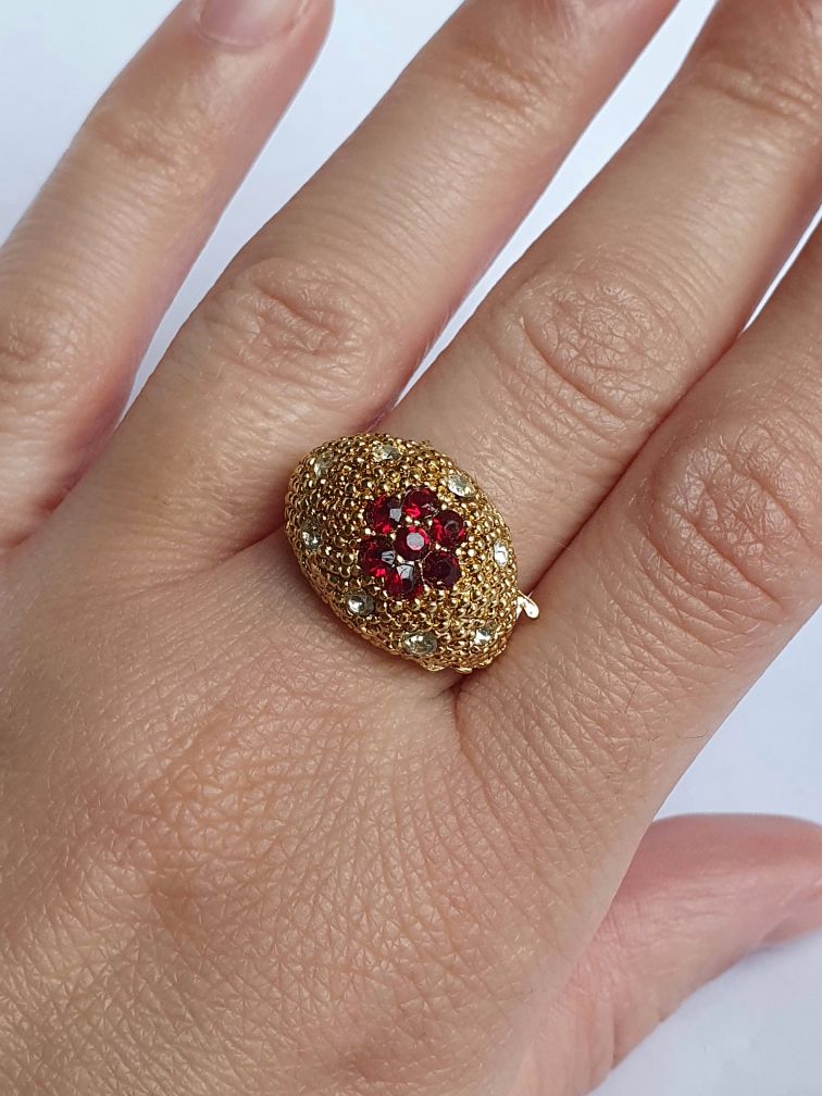 Vintage Gold Plated Crystal Chunky Ring