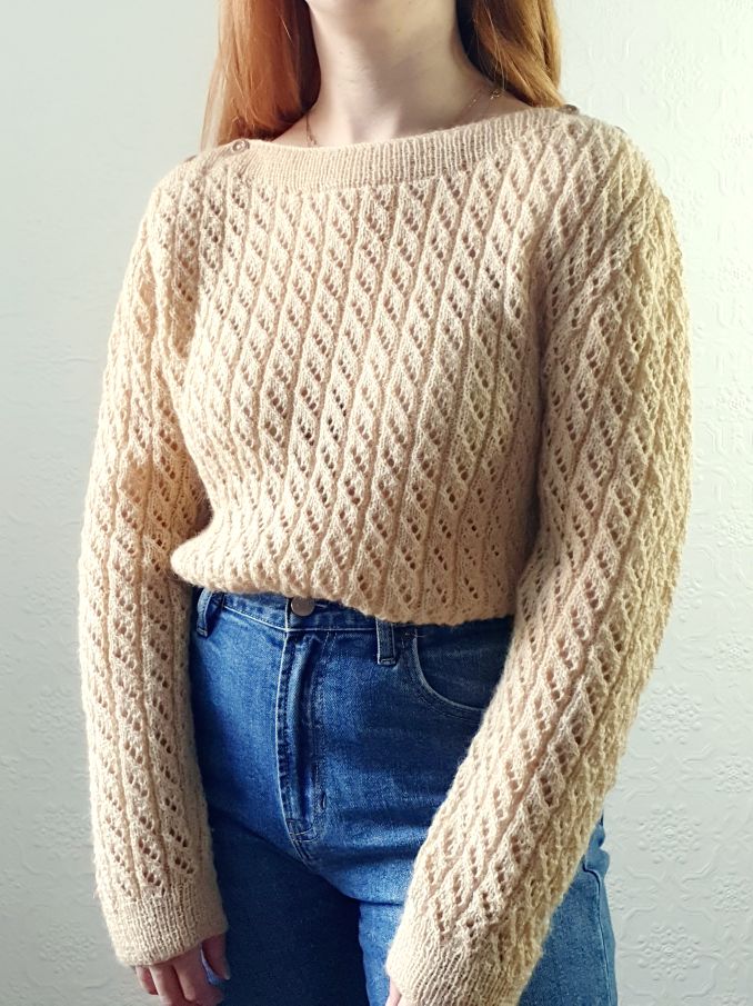 Vintage Boat Neck Wool Jumper - M