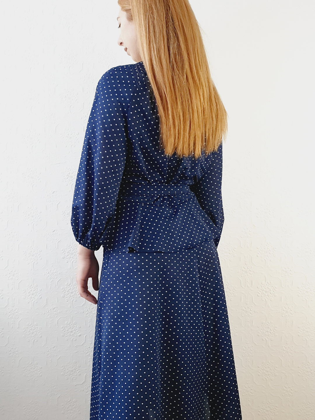 Vintage 1980s Polka Dot Dress - M