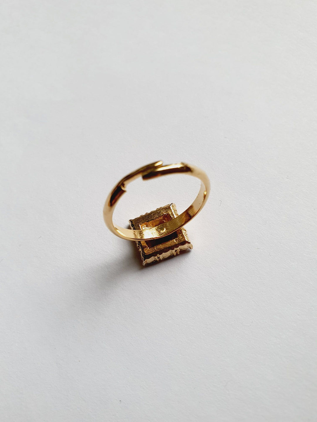 Vintage Gold Plated Checkerboard Crystal Ring