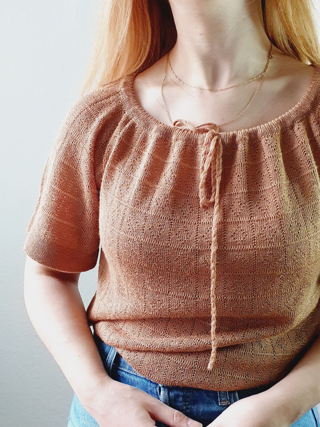 Tan Drawstring Vintage Jumper - S