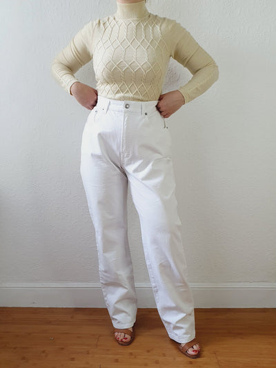 Vintage High Waisted White MAC Jeans - L