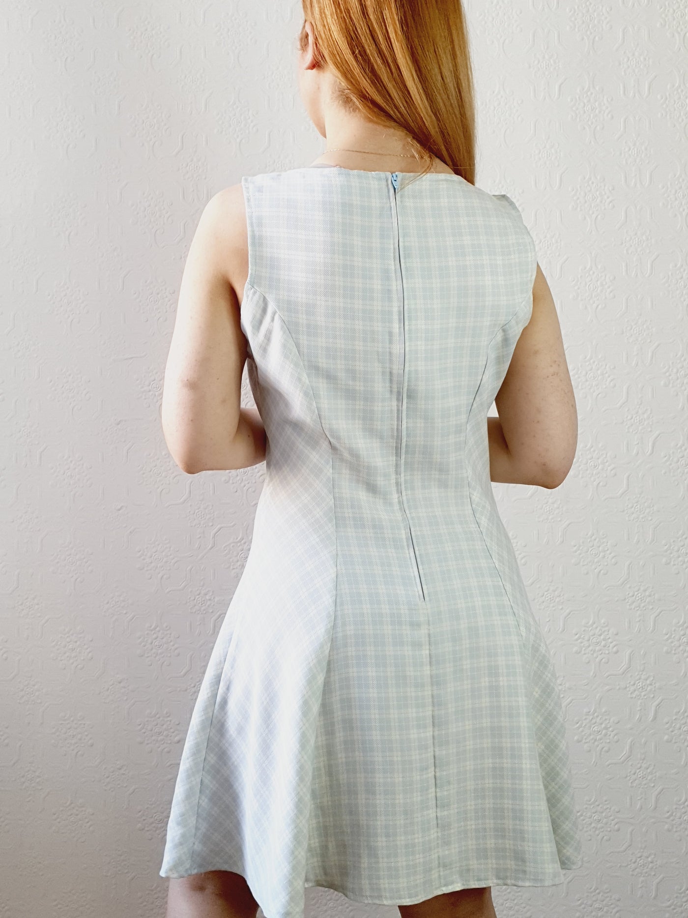 Vintage A-line Gingham Dress • S-M