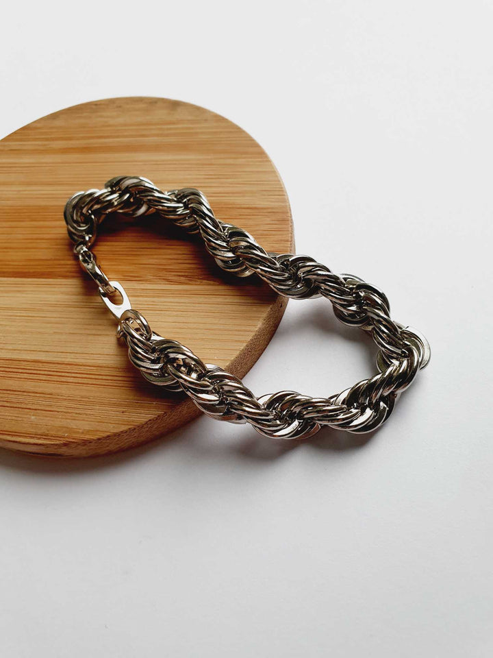 Vintage Silver Toned Twist Rope Bracelet