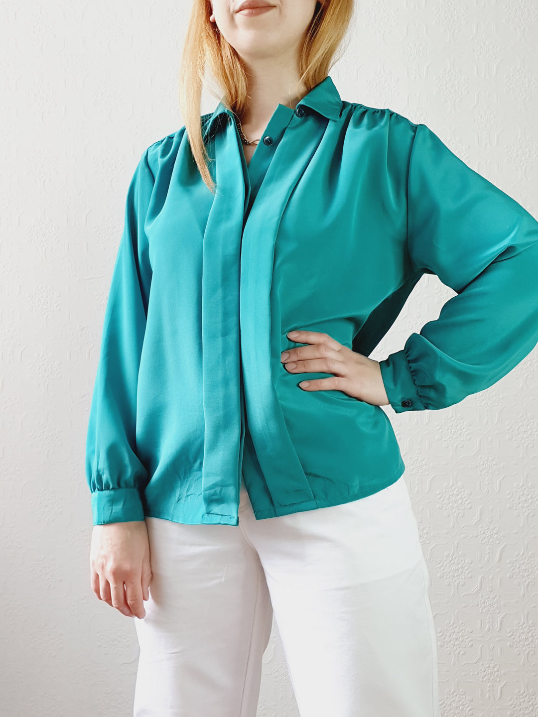 Vintage Emerald Green Blouse • S-M