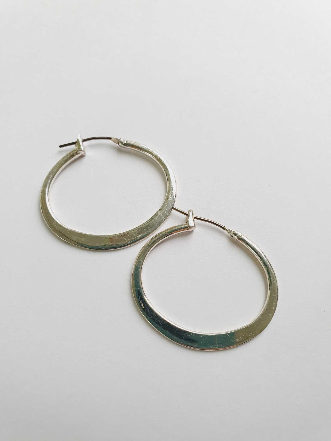 Vintage Silver Toned Oval Hoops