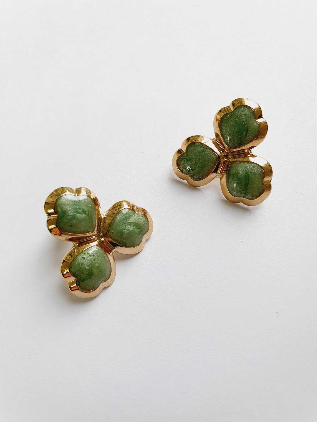 Vintage Gold Plated Clover Stud Earrings