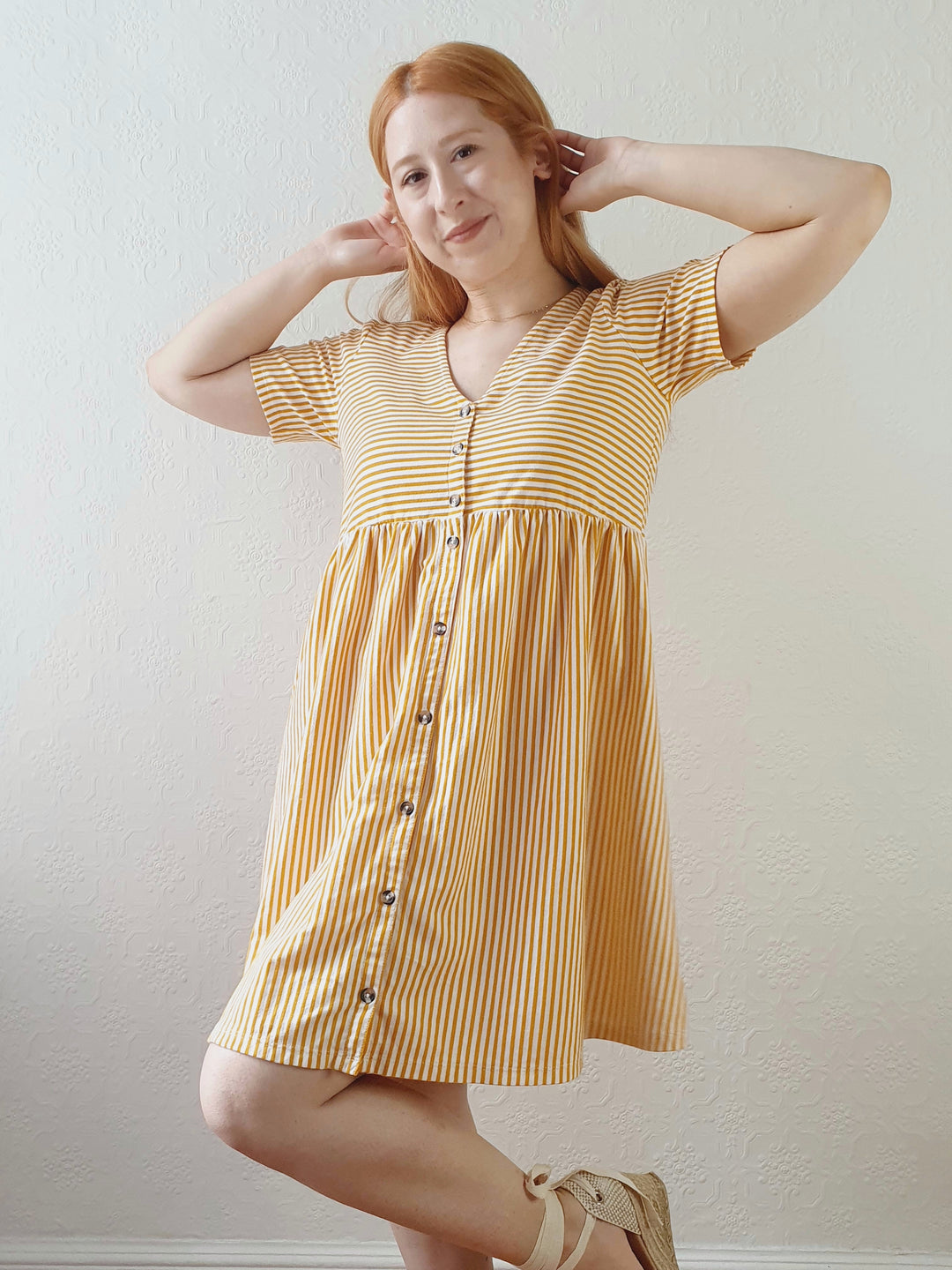 Striped Summer V-Neck Dress - S/M