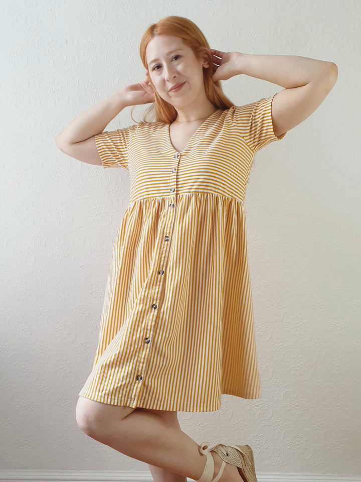 Striped Summer V-Neck Dress - S/M