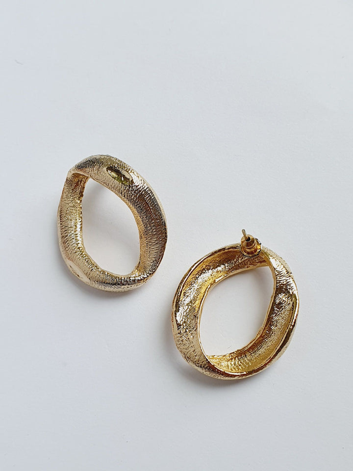 Vintage 80s Gold Plated Statement Stud Earrings