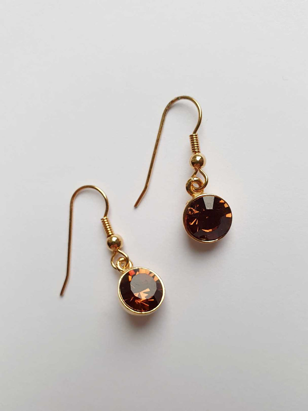 Vintage Gold Plated Drop Earrings with Copper Crystal