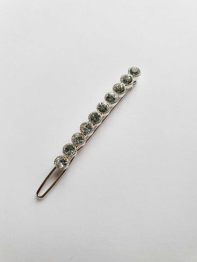 Vintage Silver Hair Clip with Crystals
