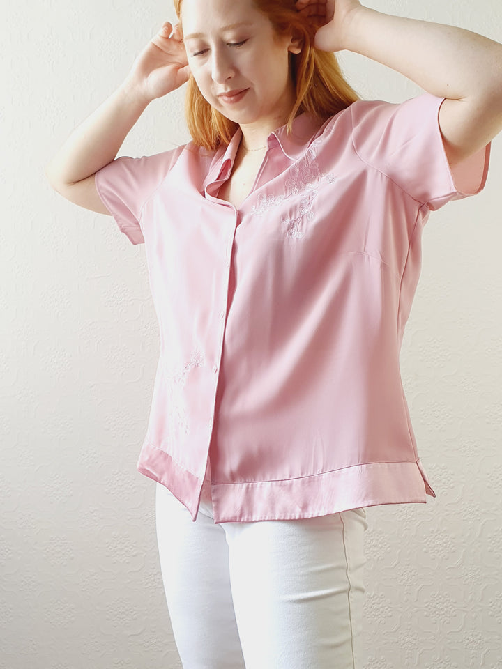 Embroidered Pink Top - L/XL