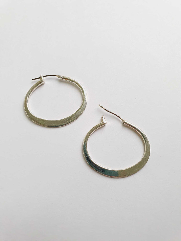 Vintage Silver Toned Oval Hoops