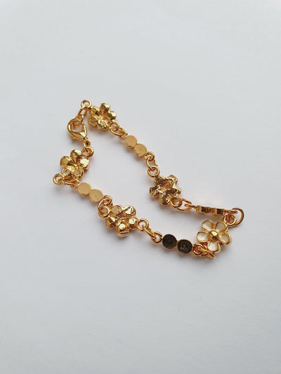 Vintage Gold Plated Flower & Crystal Bracelet