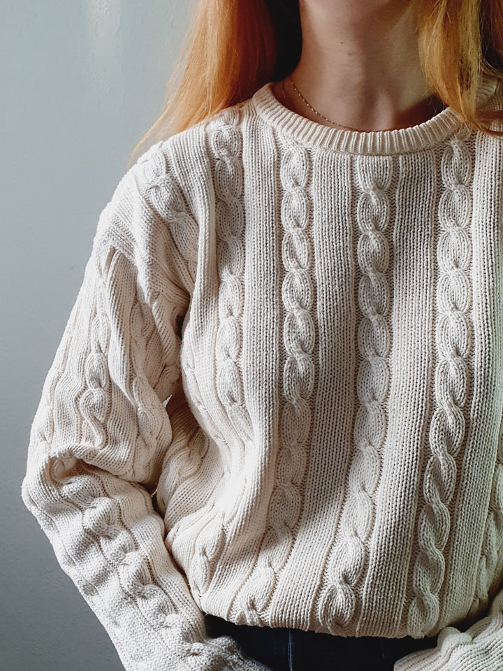 Cable Knit Cotton Jumper - M/L