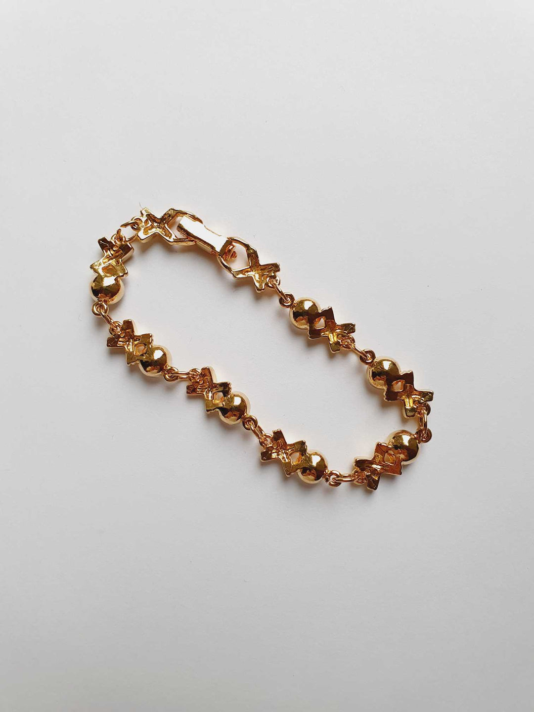 Vintage Gold Plated Bracelet with Clear Crystals