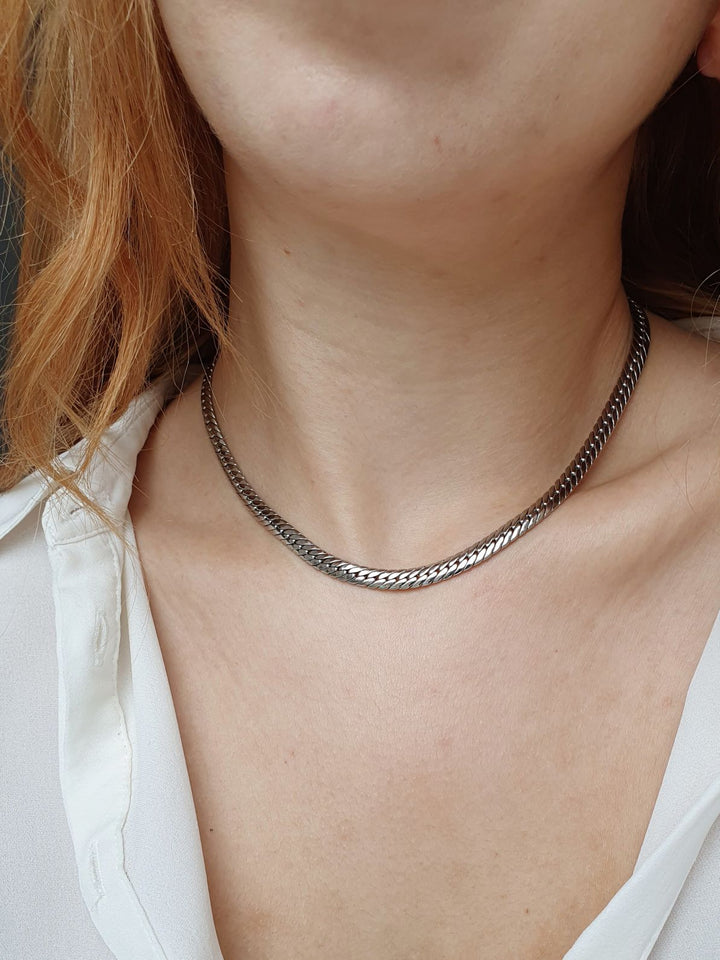 Vintage Silver Plated Curb Chain Necklace