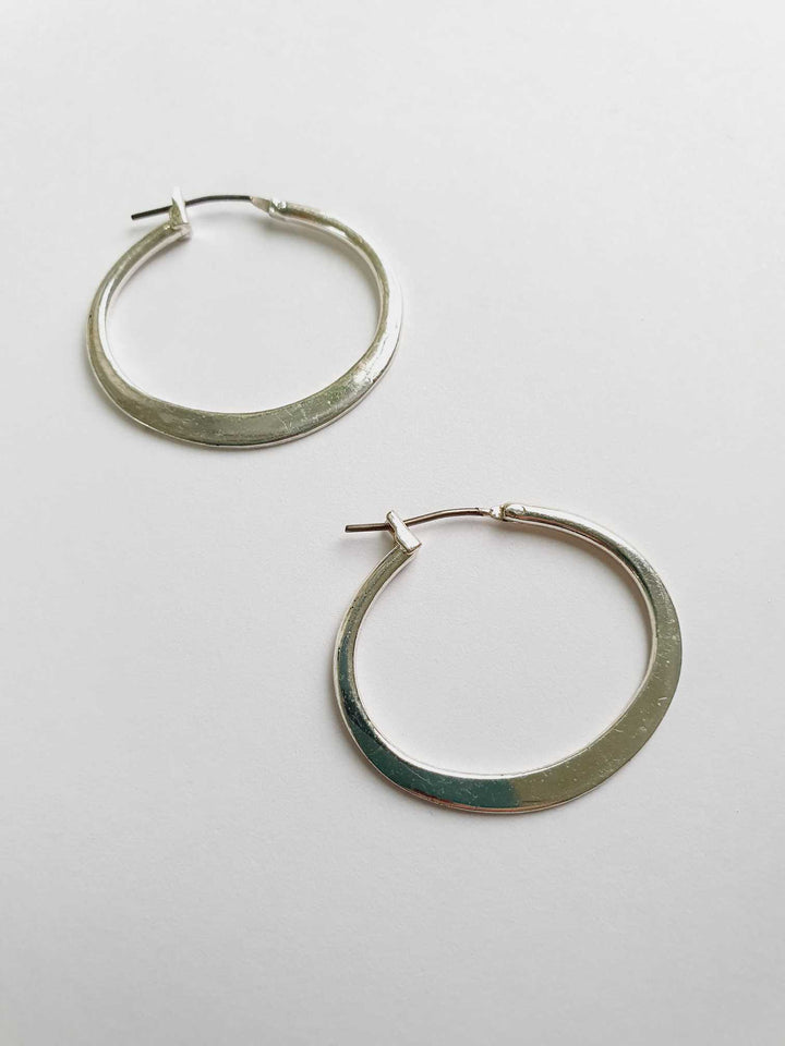 Vintage Silver Toned Oval Hoops